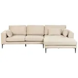 Beliani Ecksofa Creme Linksseitig FLAM