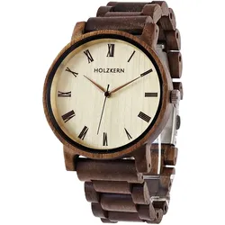 Holzkern Armbanduhr Quarz Herbstdämmerung Walnuss/Ahorn