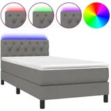 vidaXL Boxspringbett mit Matratze & LED Dunkelgrau 140x200 cm Stoff