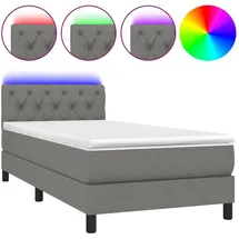vidaXL Boxspringbett mit Matratze & LED Dunkelgrau 140x200 cm Stoff