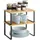 Songmics Gewürzregal, 2er Set Küchen-Organizer, Küchenregal, Schrank-Organizer Küche, erweiterbar, kleines Regal, stapelbar, Metall und Holzwerkstoff, tintenschwarz-naturbeige KCS02NB