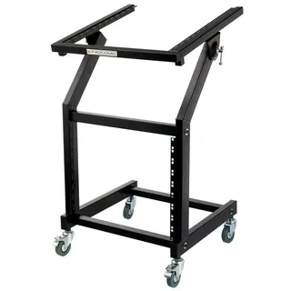 Pronomic MXS-600 mobiler Rack Wagen mit 21 Höheneinheiten und Rollen (Maschinenwagen für 19" Geräte, 12+9HE, neigbarer Einbaurahmen) Schwarz