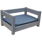 Micoland Hundekorb Hundebett Katzenbett Haustierbett 80x60 cm massiv mit Matratze grau
