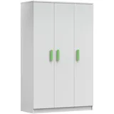 Deine Möbel 24 Kinderkleiderschrank INGE 19 in Weiß / Weiß + Grau / Weiß + Eiche Sonoma Jugendzimmer (Griffe in Rosa/Blau/Grün/Weiß/Eiche Sonoma/Grau) weiß