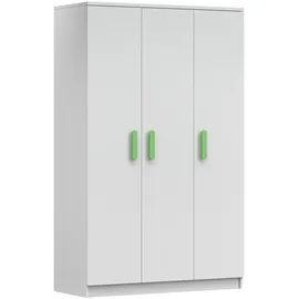 Deine Möbel 24 Kinderkleiderschrank INGE 19 in Weiß / Weiß + Grau / Weiß + Eiche Sonoma Jugendzimmer (Griffe in Rosa/Blau/Grün/Weiß/Eiche Sonoma/Grau) weiß