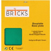 JP BR1CKS Bauplatte, 50x50 (40 x 40 cm), 1er Set/ 1 Platte, Kompatibel mit Allen führenden Marken ideal zum erbauen von Städten oder Landschaften (transparent Grün)