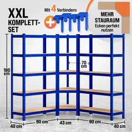 monzana Schwerlast- und Eckregal 3er-Set Blau je 875kg