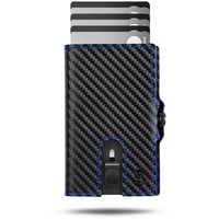 SlimJack SlimJack® Wallet mit Münzfach - Jackster Wallet - Kreditkartenetui mit RFID-Schutz - Geldbeutel für Herren - Aluminium-Kartenhalter - Smart Wallet für Karten & Münzen - Carbon Blau