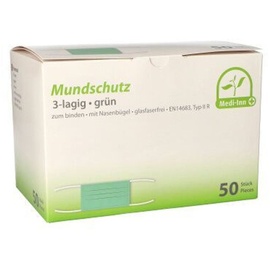 Medi-Inn Medi-Inn® Mundschutz Type IIR 3-lagig 9 cm x 17,5 cm grün mit Nasenbügel, zum Binden