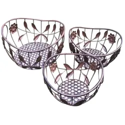 Lex Deko-Korbschalen-Set Blumenkorb Eisenkorb Obst Korb Gitterkorb 3tlg. Antik braun : Braun