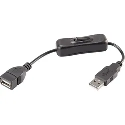 renkforce USB-Verlängerungskabel A/A mit Ein-/Aus-Schalter 0.25 m