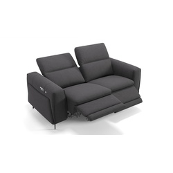 Stoff Couch BELLUNO mit SITZHEIZUNG Sofa - grau