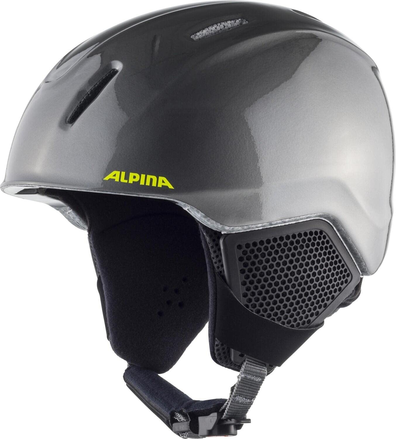 ALPINA CARAT LX - Sicherer, Bruchfester & Individuell Anpassbarer Skihelm Für Kinder, charcoal-neon, 48-52 cm