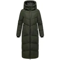 Marikoo Damen Steppmantel Lang Stepp Wintermantel gefüttert Outdoor warm Winterjacke Parka Kapuze Firella