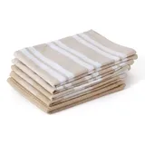 Famanu Küchentücher Extra Groß 70 x 45 cm (Set von 5 Waffel, Streifen und Karos) - Beige - Beige