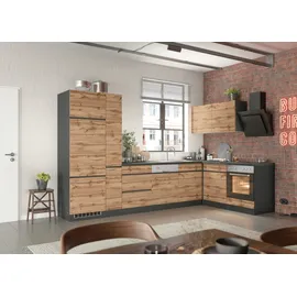 kochstation Winkelküche KS-Riesa L-Form 240 x 270 cm grau