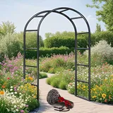 Schwer Rosenbogen Verzinkt Gartenbogen, Wetterfest Rosenbogen Aus Metall Stabil Für Kletterpflanzen Freistehend, Gartenlaube, Rosengestell Torbogen 120 140 180 200 240 280cm(Schwarz,W300 X 220cm)