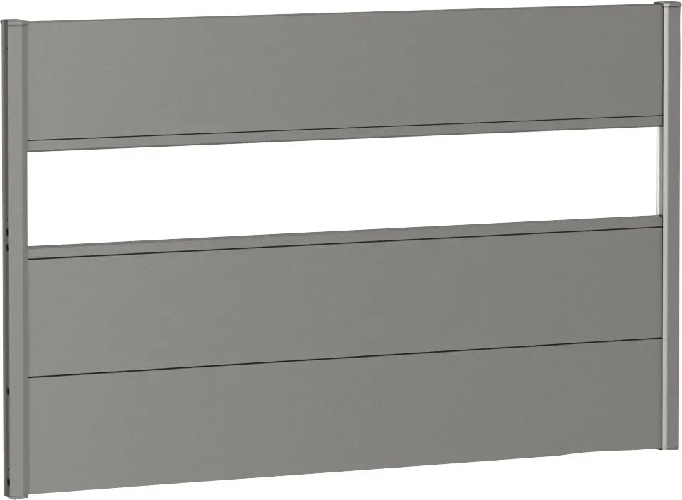 Sichtschutzelement BIOHORT, silber (silberfarben, metallic), H:91cm L:145cm, Stahlblech, Zaunelemente, 3 Metall-Paneele, 1 Acrylglas-Paneel und 2 Schienen, LxH: 145x91 cm