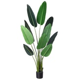 Fopamtri Künstliche Paradiesvogel-Baumpflanze in Topfhöhe 160 cm Tropische grüne künstliche Palme für Innen- oder Außendekoration (1 Stück)