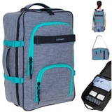 Elephant Gin Elephant Rucksack Handgepäck FLY Travel Reise Daypack Kabinenrucksack Kabinengepäck Reiserucksack 42 Liter (Grau-Türkis 13029) - XL