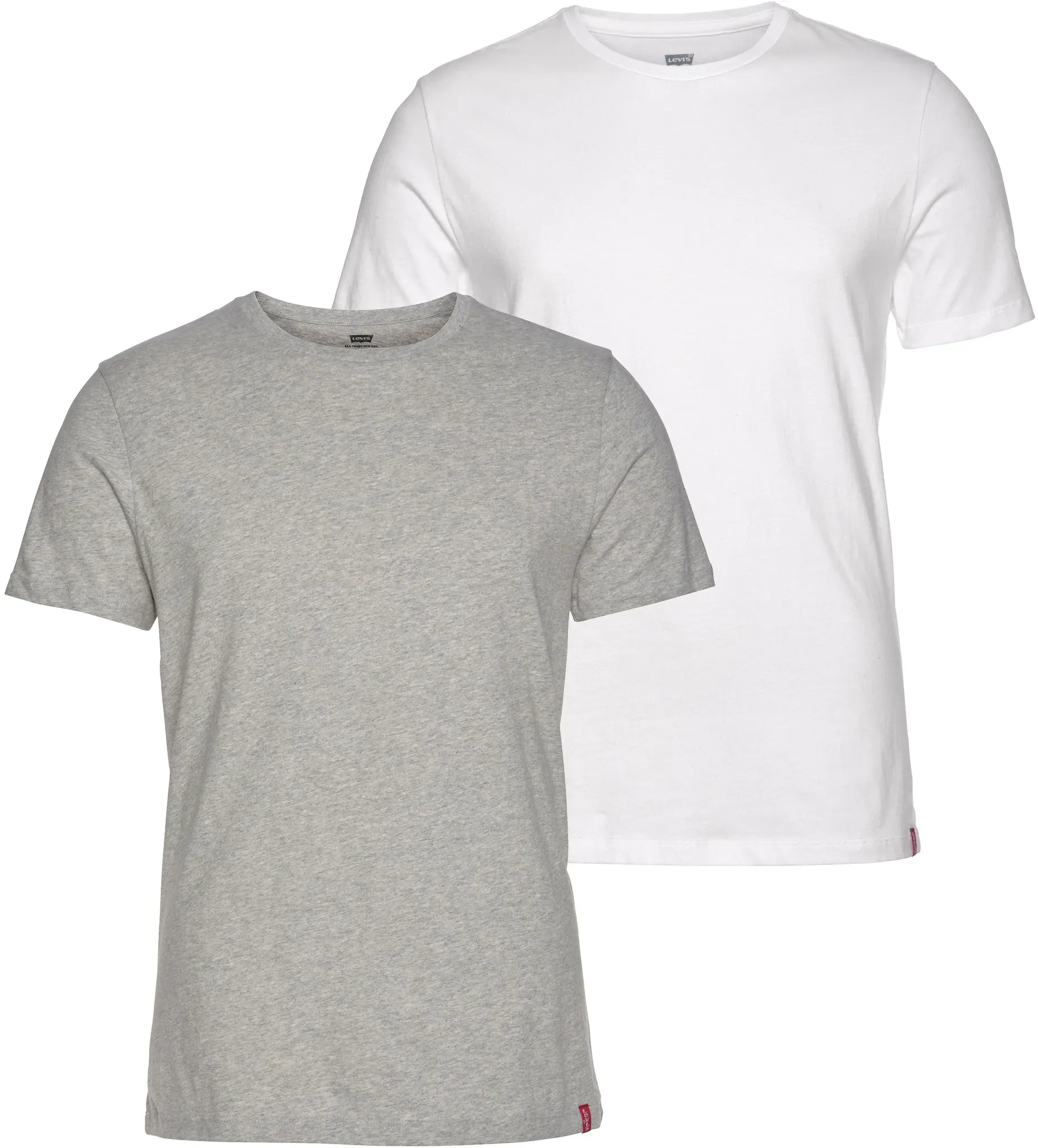 T-Shirt LEVI'S, Herren, Gr. XXL, grau (2 pack slim crew whi), Obermaterial: 100% Baumwolle, Rundhals, Shirts T-Shirt