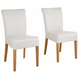 4-Fußstuhl HOME AFFAIRE "Queen Polsterstuhl", beige (beige, eichefarben), B:47cm H:93cm T:64cm, Massivholz, Stühle, verschiedene Bezüge, Gestell Massivholz