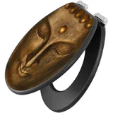 Banjado Anthrazit Toilettendeckel Mit Absenkautomatik WC-Sitz Soft Close Hygienischer Klodeckel MDF Mit Motiv Buddha Gold