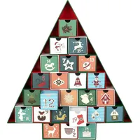 Brubaker Adventskalender zum Befüllen - Tannenbaum 2025 - DIY Weihnachtskalender mit 24 Türchen für Gutscheine, Süßigkeiten - Haus Kalender Beleuchtet - - Grün Bunt