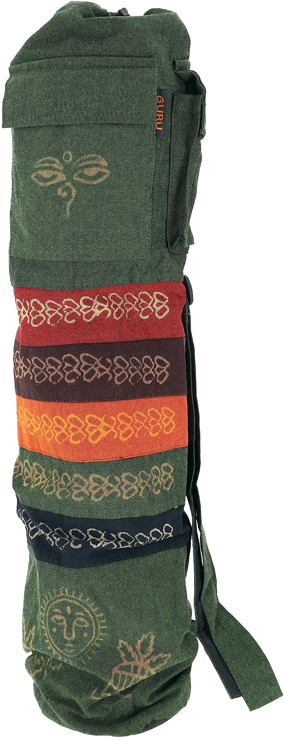 GURU SHOP Boho Yogamatten-Tasche, Batik Yogatasche aus Nepal - Grün, Herren/Damen, Baumwolle, Size:One Size, 70x23x13 cm, Taschen für Yogamatten - Einheitsgröße
