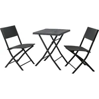 Svita Bistro-Set Balkonset Klappmöbel Stuhl Tisch Gartenmöbel Schwarz