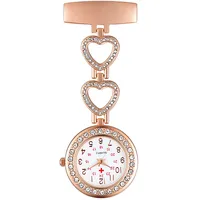 Silverora Krankenschwesteruhr Nurse Watch Liebe Zirkonia Herz Schwesteruhr Quarz Clip-on Taschenuhren für Arzt Medizinische Uhr Sanitäter Geschenk Rosegold