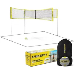Crossnet Set – Volleyballnetz Spiel für draußen – 4-Feld Volleyball Set GELB 00