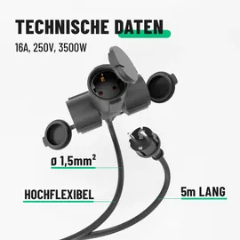 greate. 3fach Verlängerungskabel Outdoor 10m - 2er Pack