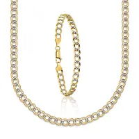 Ketten und Armband Set FIRETTI "Multipack Schmuck Geschenk Silber 925 Halskette Armkette Panzerkette" Gr. 50, gold (silberfarben, gelbgoldfarben), Schmuck_Sets, Damen, 50, Silber 925 (Sterlingsilber)