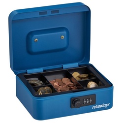 relaxdays Geldkassette Blaue Geldkassette mit Zahlenschloss blau