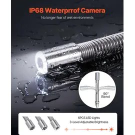 Vevor Kanalkamera, 30 m, 4,3-Zoll-Rohrinspektionskamera, 16-GB-Karte, 3-facher Zoom und 8500-mAh-Akku IP68 wasserdichte Sanitärkamera für Abwasserkanalrohre