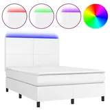 vidaXL Boxspringbett mit Matratze & LED Weiß 140x200 cm Kunstleder