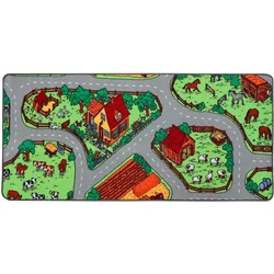 Primaflor-Ideen   Kderteppich »BAUERNHOF, Made  Belgium«, rechteckig, 5 mm Höhe, Straßen-Spiel-Teppich, Kderzimmer, 24349936-0 grau/grün 5 mm