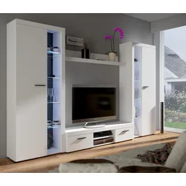 Küchen-Preisbombe TOP Wohnwand Rumba XL Anbauwand Wohnkombi Wohnzimmer Weiss matt