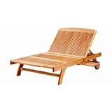 Kai Wiechmann Gartenliege Premium Teak Doppelliege mit Tablett als exklusive Relaxliege, verstellbare Teak-Liege mit Knick und Rollen