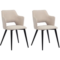 MEUBLE COSY Esszimmerstühle 2er Set Küchenstuhl Polsterstuhl mit Armlehne Sessel aus Stoff Wohnzimmerstuhl Metallbeine