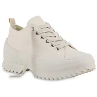 Stiefelparadies Damen Plateau Sneaker in Beige