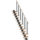 DOLLE Mittelholmtreppe Berlin (Breite: 64 cm, Variabel, Anthrazitgrau, Farbe Stufen: Eiche weiß, Geschosshöhe: 240 – 292 cm)