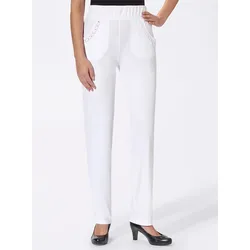 Schlupfhose CLASSIC BASICS, Damen, Gr. 44, Normalgrößen, weiß, 100% Polyester, unifarben, lang, Hosen