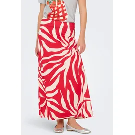 Only Maxirock Damen Rot/Schwarz Bedruckt M