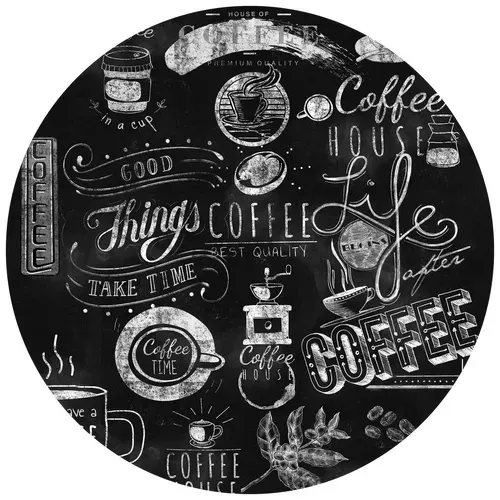 K&L Wall Art Vliestapete »Runde Vliestapete«, Küche schwarze Kaffe Tafel, mehrfarbig, matt - bunt