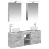 vidaXL Badezimmerschrank-Set 5 pcs Betongrau 50 x 14,5 x 70 cm - Grau