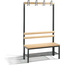 C+P Garderobenbank Basic 100 x 65 x 40 cm buche lackiert / anthrazit