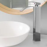 Wasserhahn Bad Waschtischarmatur Wasserfall Wasserhahn Bad Wasserfall Waschtischarmatur, 300MM Höhe Einhandmischer Armatur Waschbecken Mischbatterie Waschbecken Heiß und Kalt Einstellbar (Chrom)
