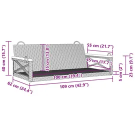 vidaXL Hängebank 109 x 62 x 40 cm Schwarz